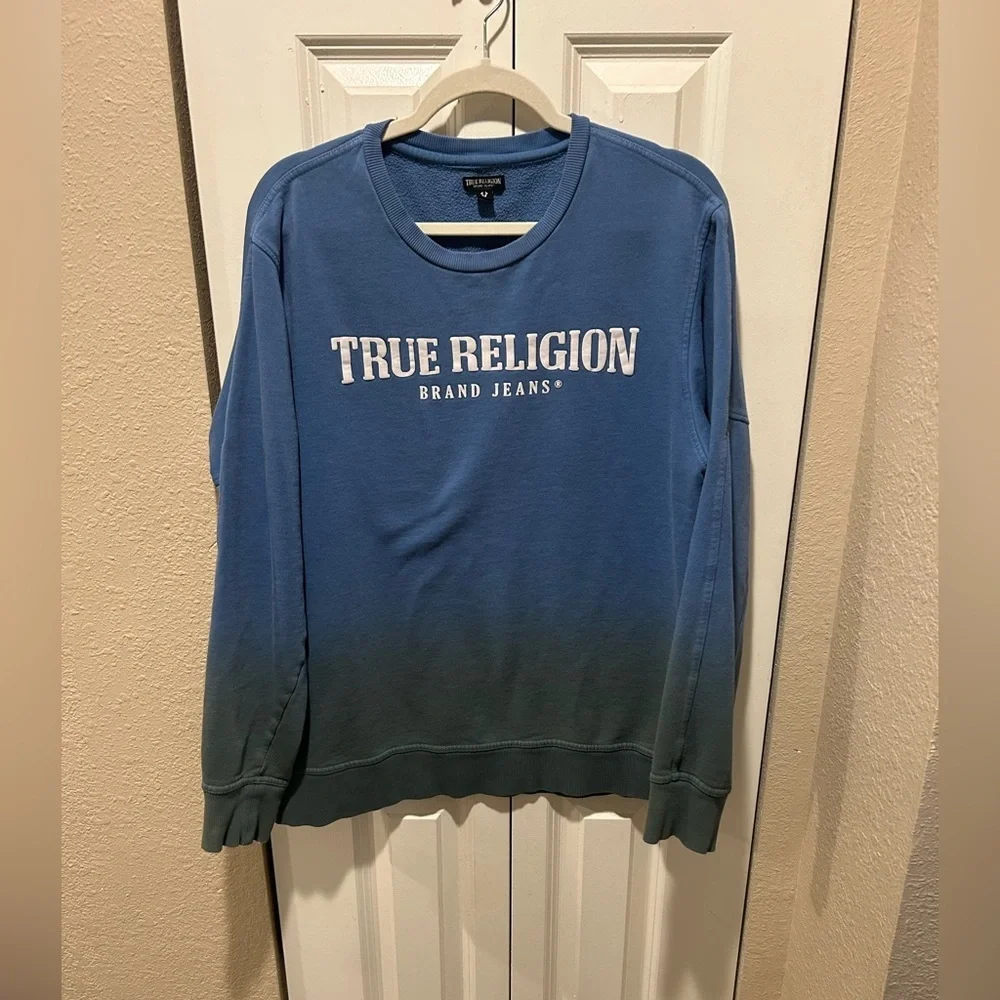 True‎ Religion Federal Blue Ombré Sweatshirt , size XL